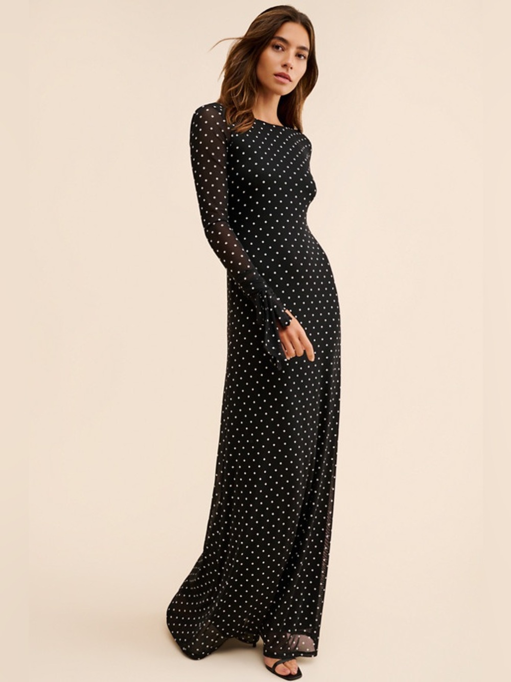 AFRM Marion Long Sleeve Maxi Dress Polka Dot